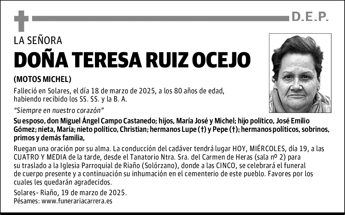 DOÑA TERESA RUIZ OCEJO
