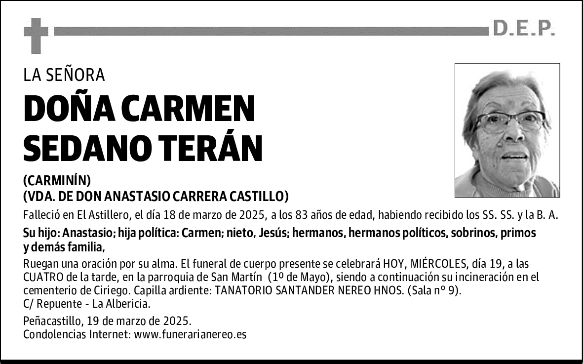 DOÑA CARMEN SEDANO TERÁN