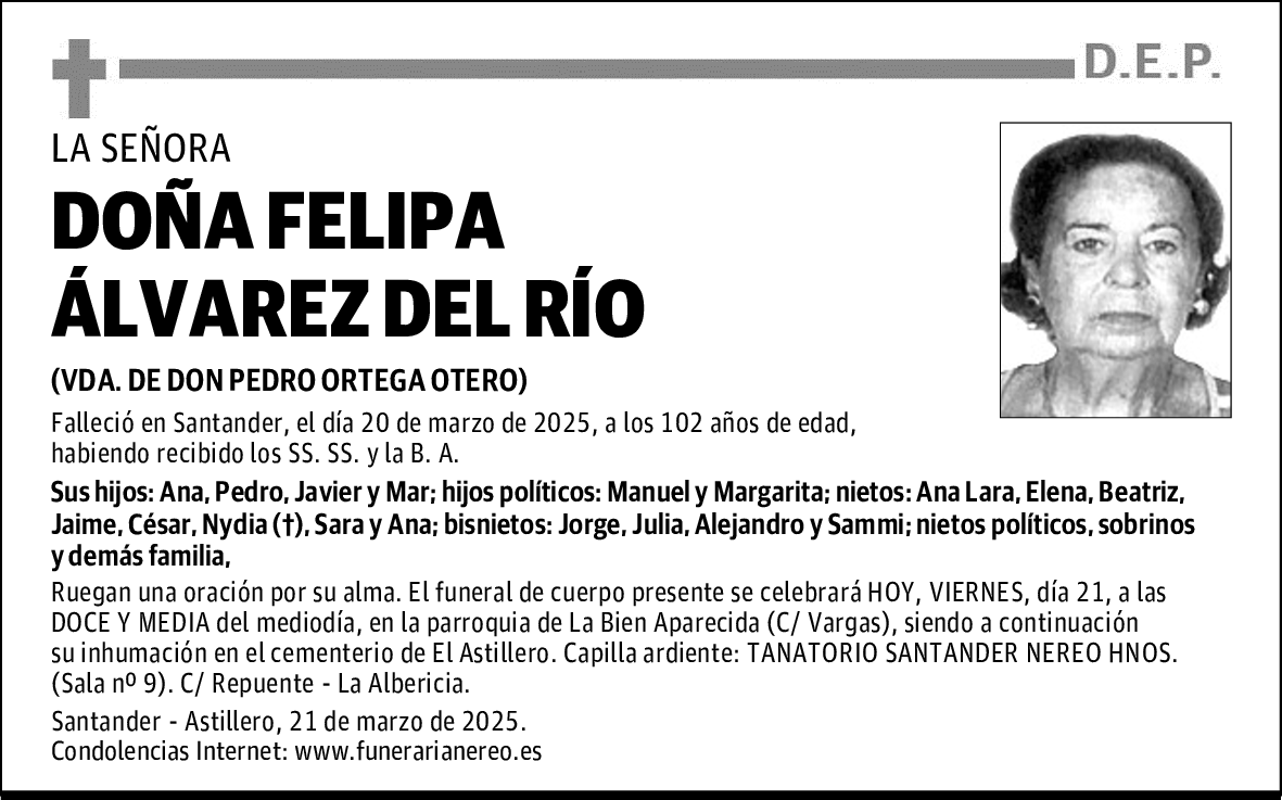 DOÑA FELIPA ALVAREZ DEL RIO
