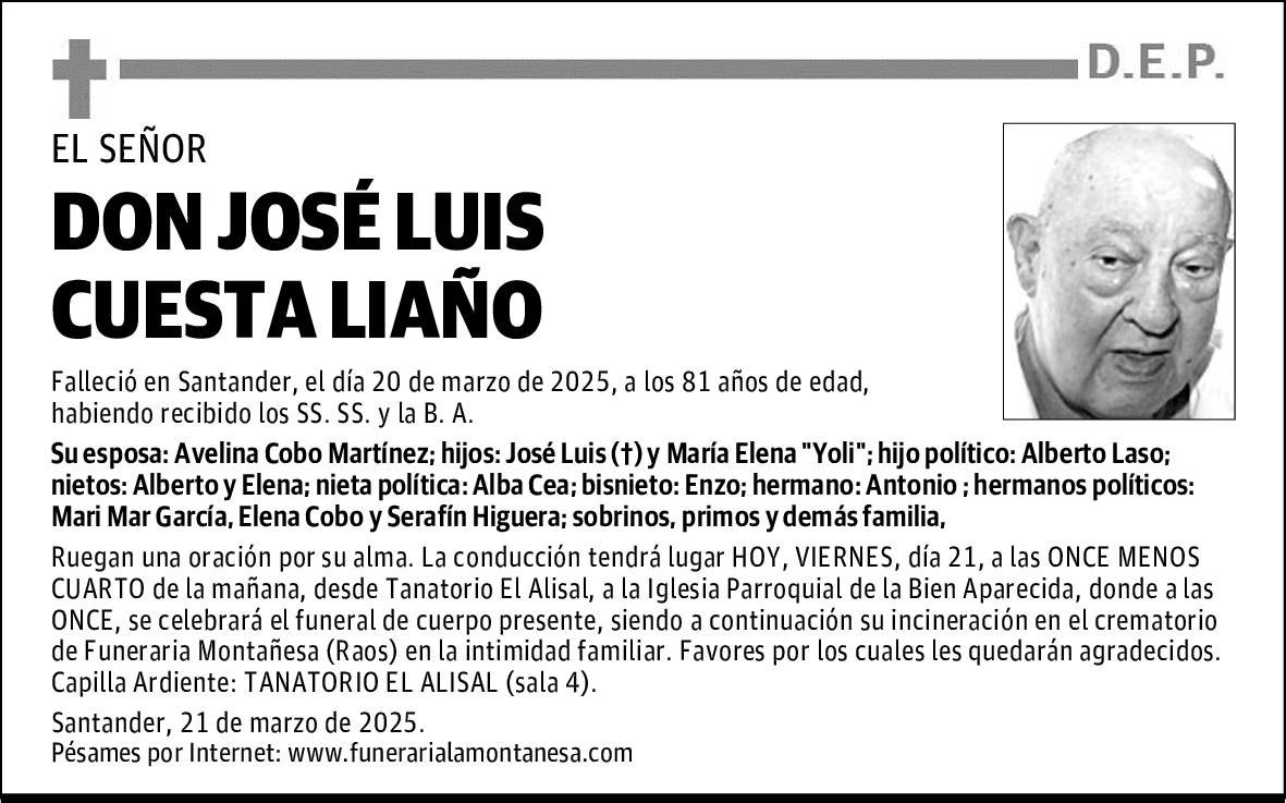 DON JOSÉ LUIS CUESTA LIAÑO