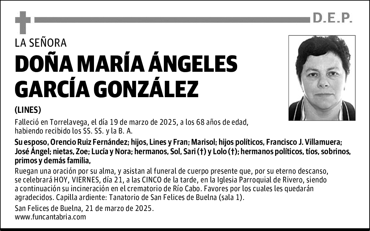 DOÑA MARÍA ÁNGELES GARCÍA GONZÁLEZ