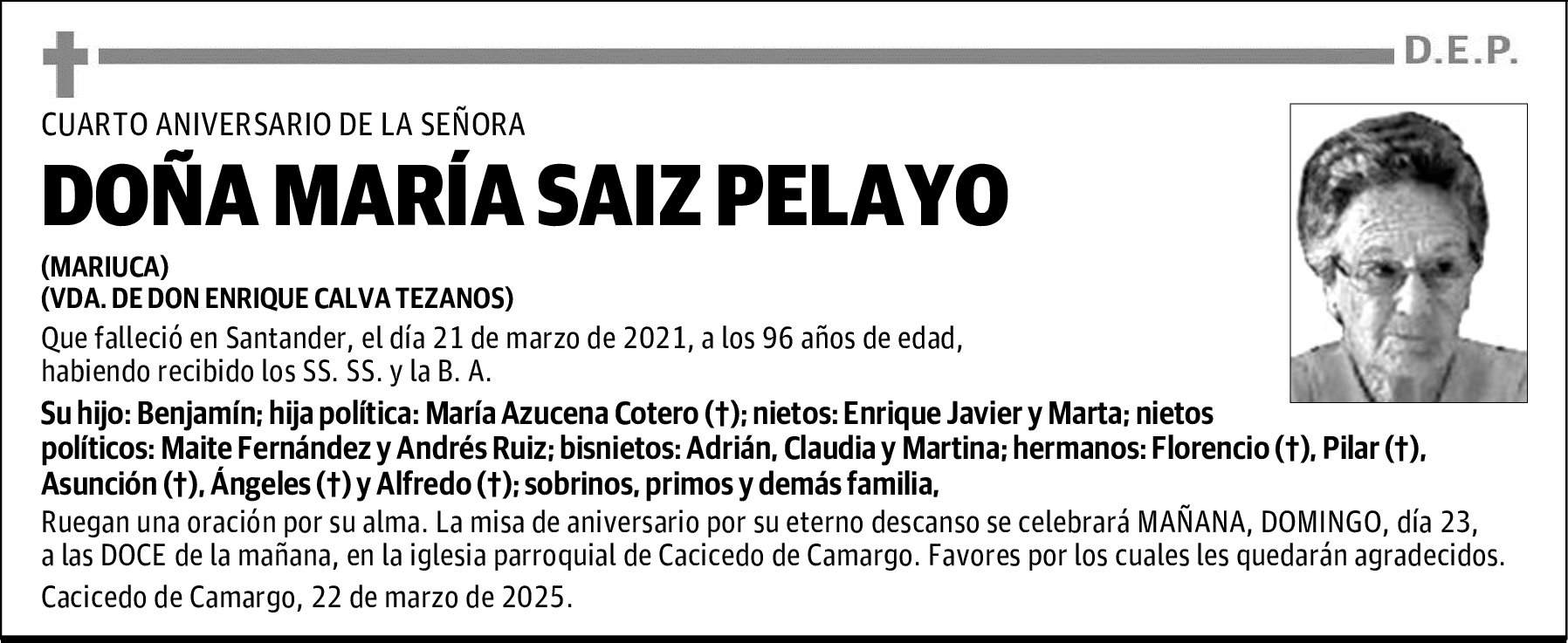 DOÑA MARÍA SAIZ PELAYO
