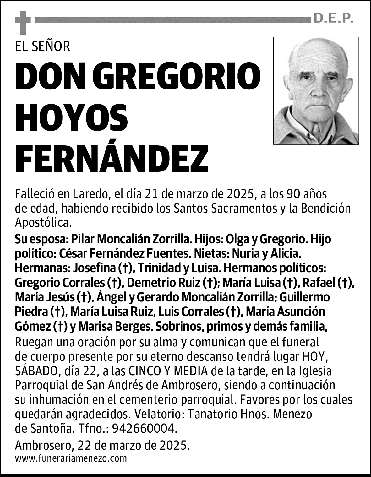 DON GREGORIO HOYOS FERNÁNDEZ