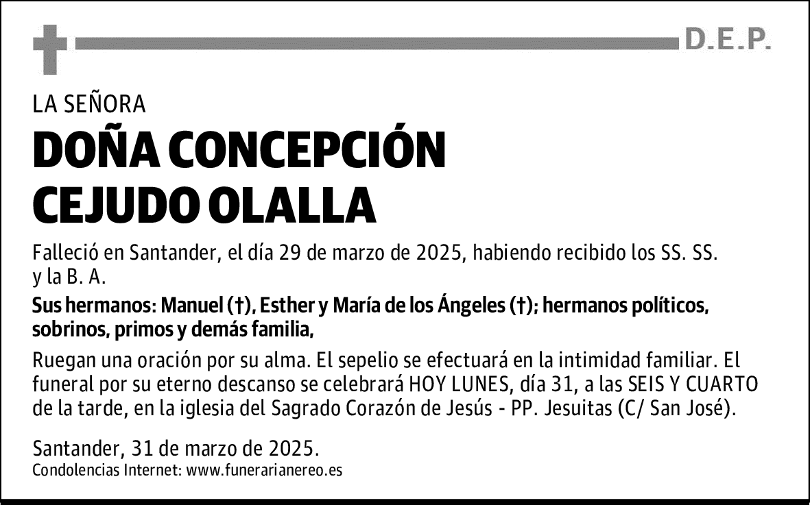 DOÑA CONCEPCIÓN CEJUDO OLALLA