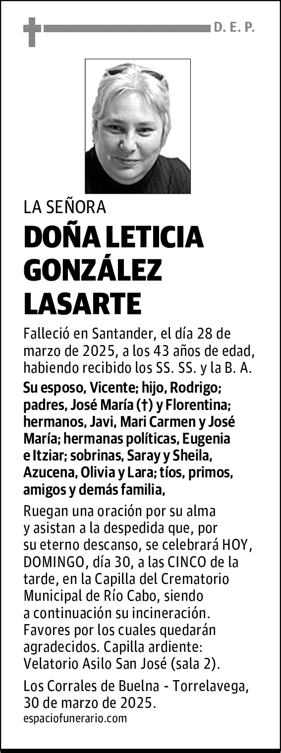 DOÑA LETICIA GONZÁLEZ LASARTE