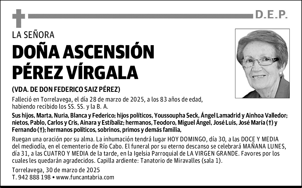 DOÑA ASCENSIÓN PÉREZ VÍRGALA