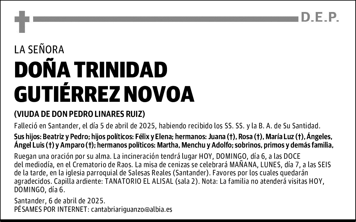DOÑA TRINIDAD GUTIÉRREZ NOVOA