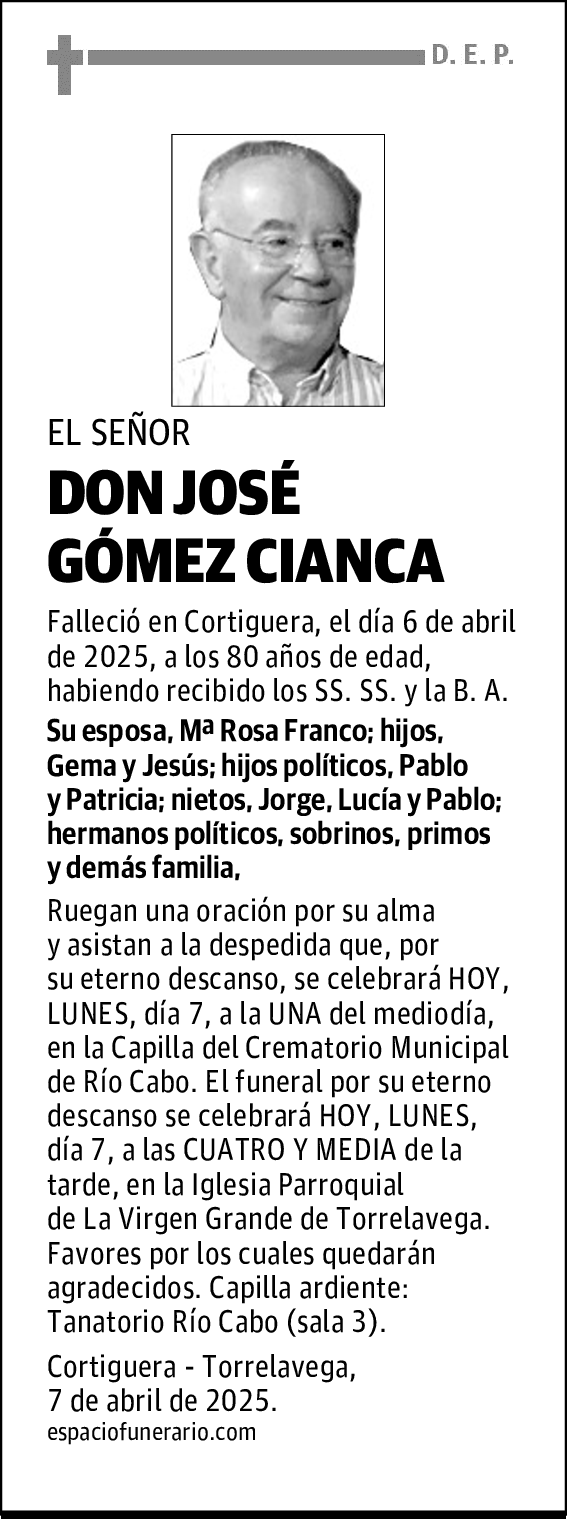 DON JOSÉ GÓMEZ CIANCA