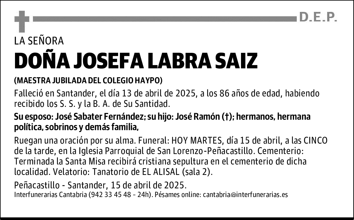 DOÑA JOSEFA LABRA SAIZ