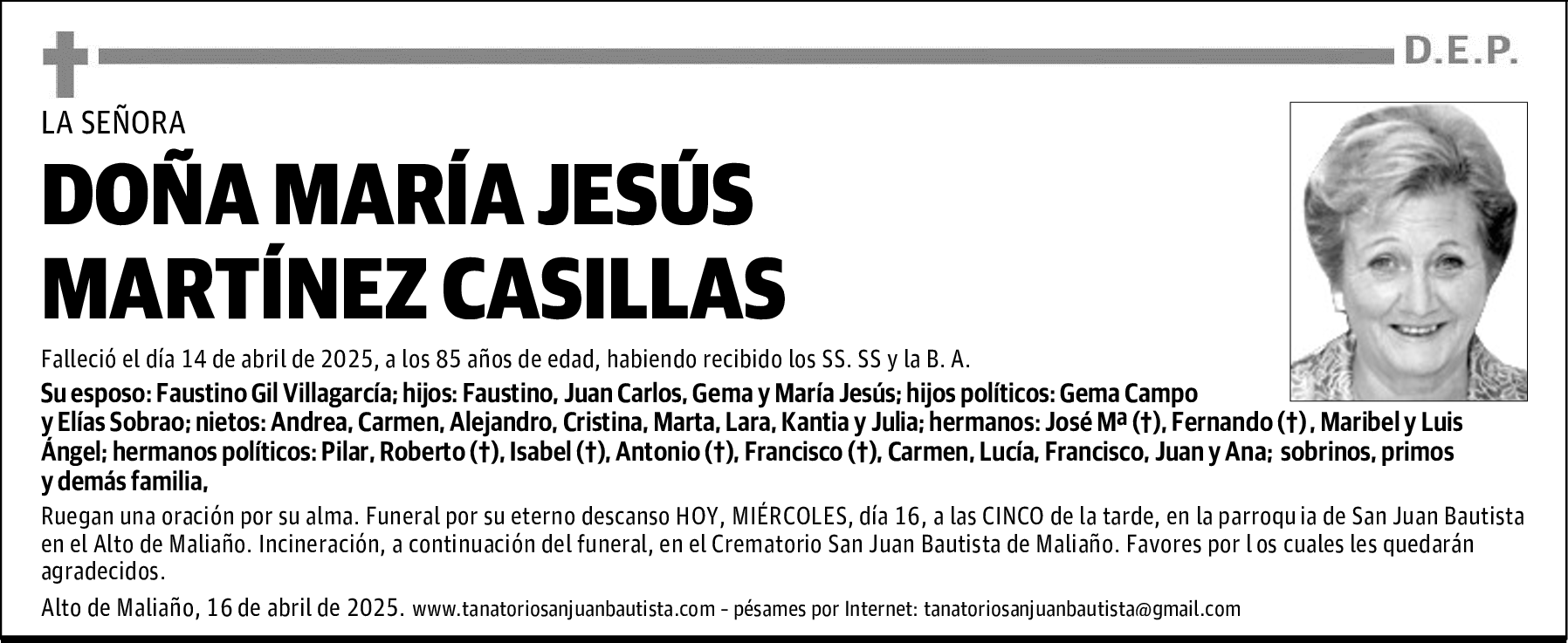 DOÑA MARÍA JESÚS MARTÍNEZ CASILLAS