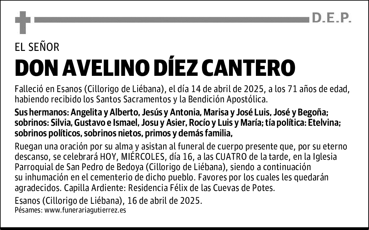 DON AVELINO DÍEZ CANTERO