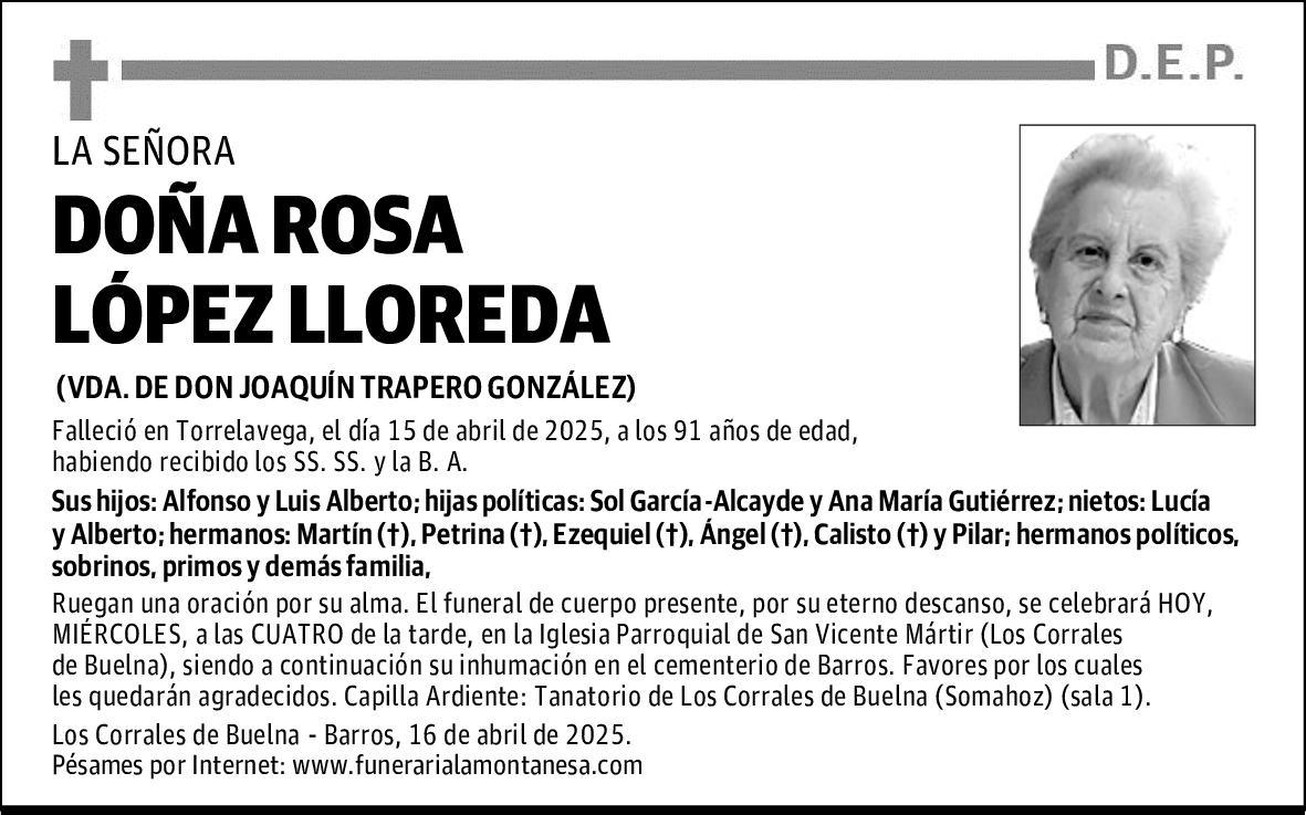 DOÑA ROSA LÓPEZ LLOREDA