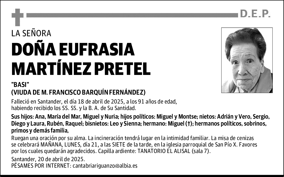 DOÑA EUFRASIA MARTÍNEZ PRETEL