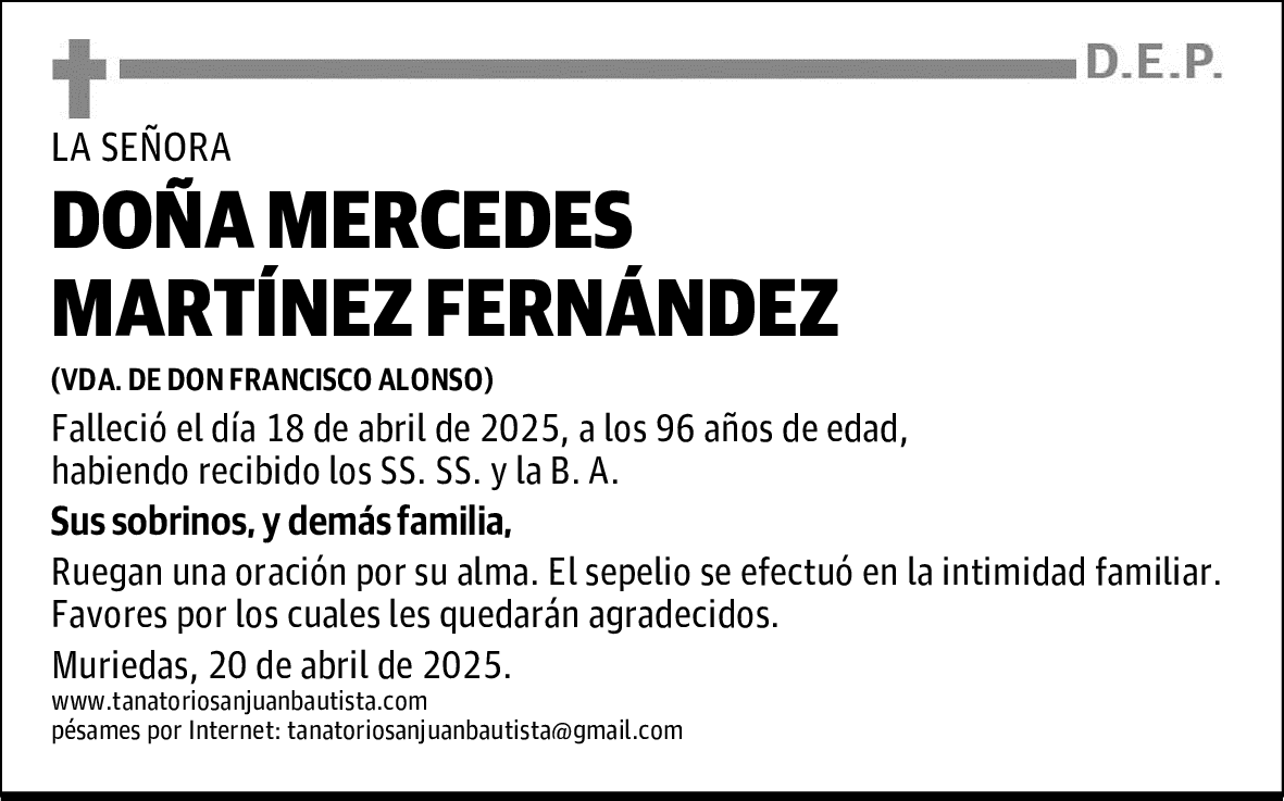 DOÑA MERCEDES MARTÍNEZ FERNÁNDEZ