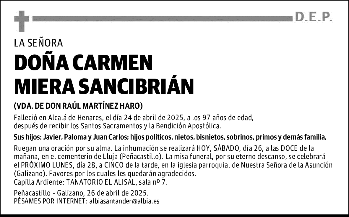 DOÑA CARMEN MIERA SANCIBRIÁN