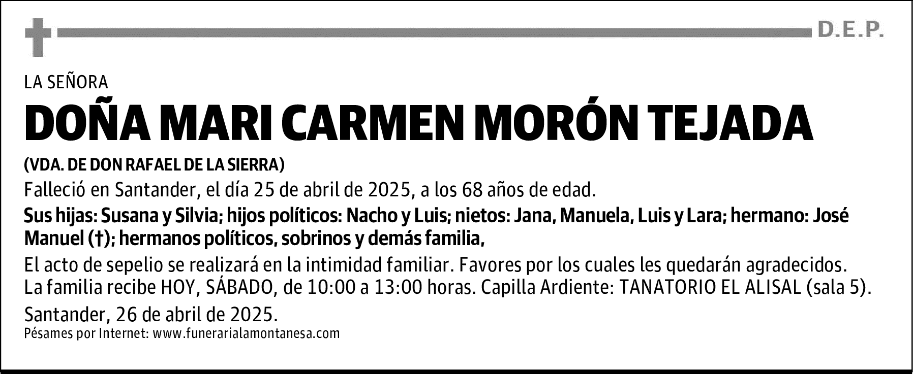 DOÑA MARI CARMEN MORÓN TEJADA