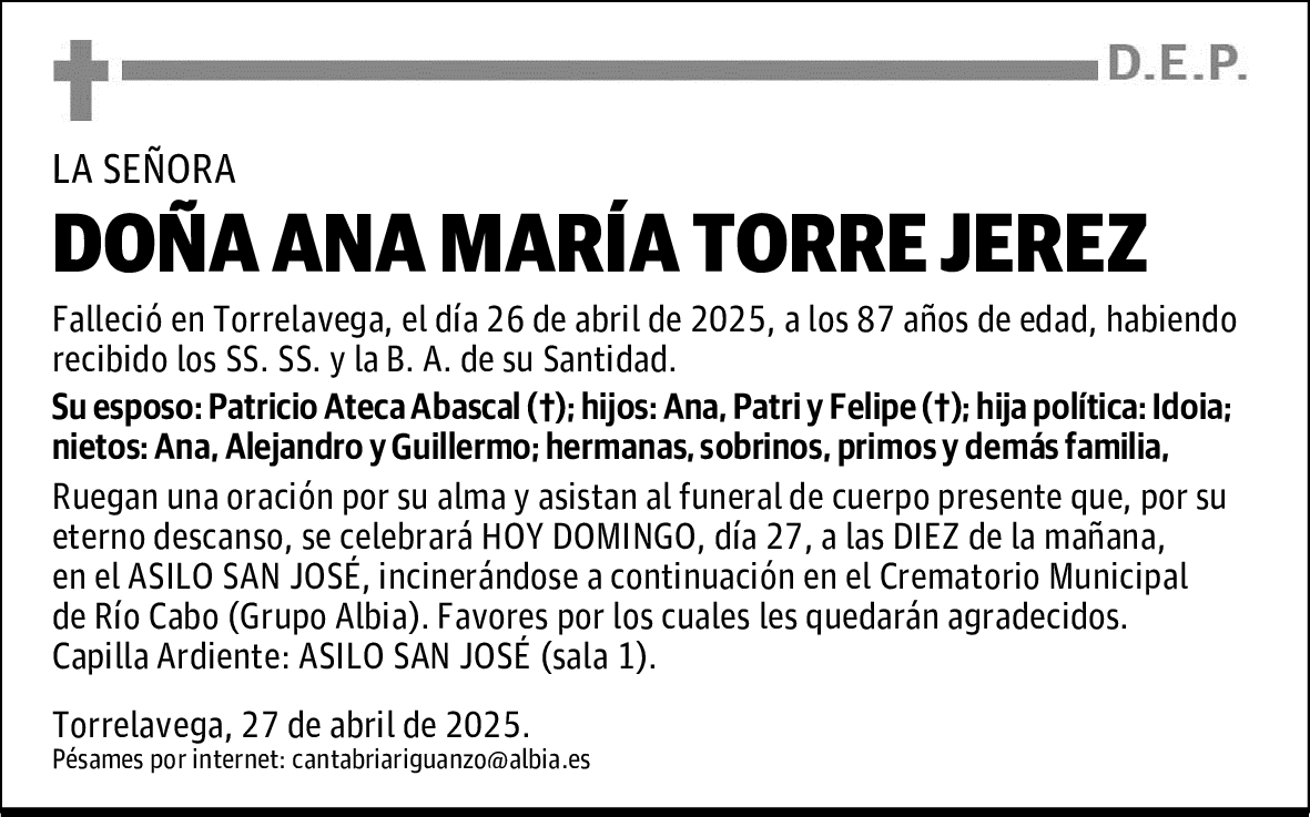 DOÑA ANA MARÍA TORRE JEREZ