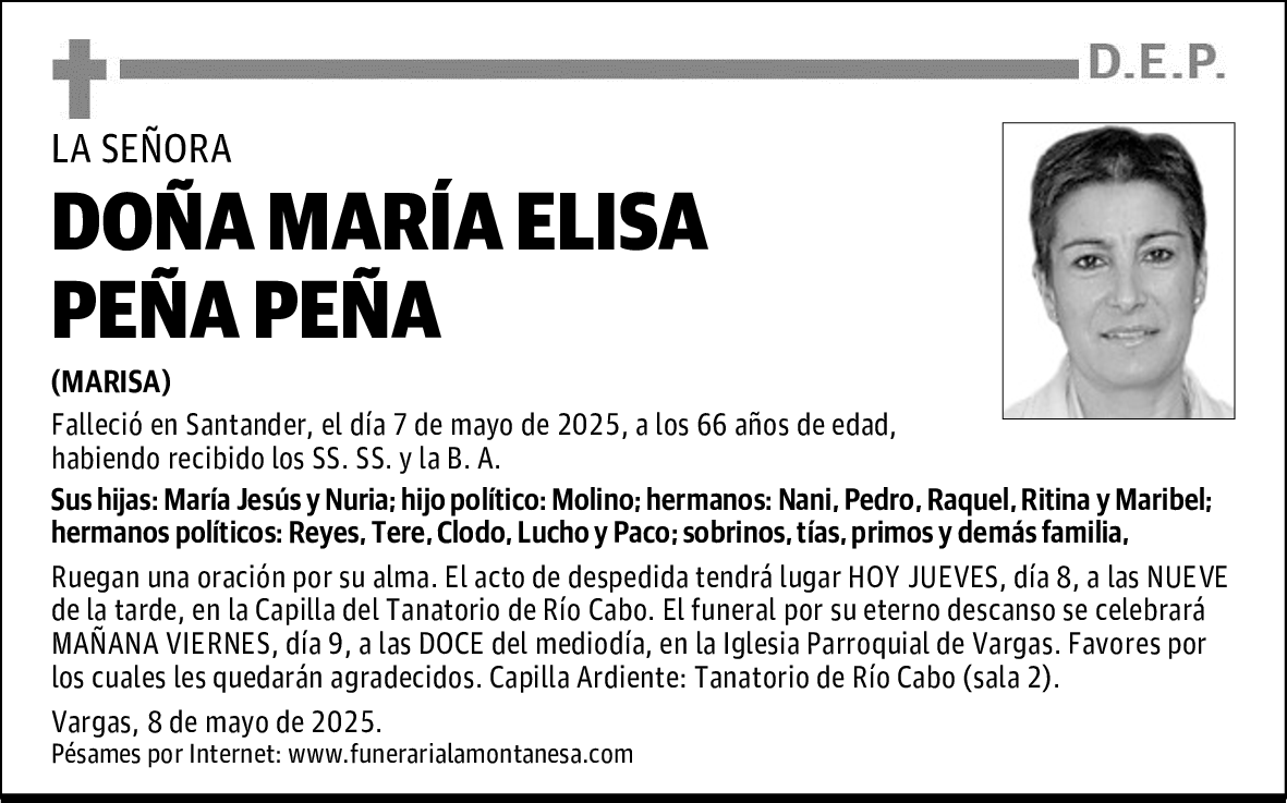 DOÑA MARÍA ELISA PEÑA PEÑA