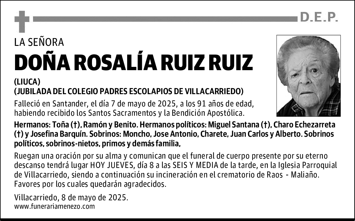 DOÑA ROSALÍA RUIZ RUIZ