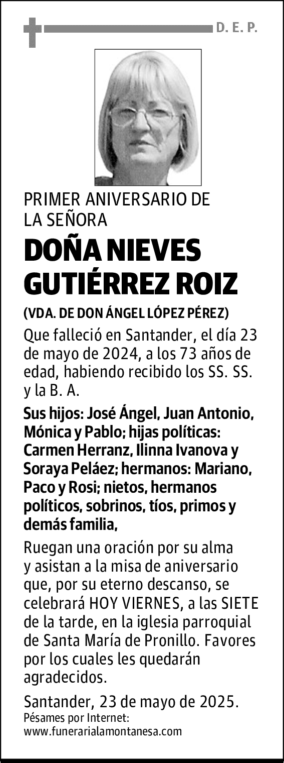 DOÑA NIEVES GUTIÉRREZ ROIZ
