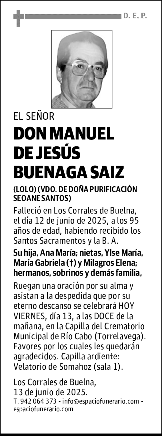 DON MANUEL DE JESÚS BUENAGA SAIZ