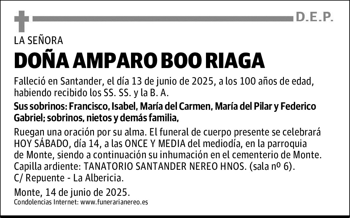 DOÑA AMPARO BOO RIAGA