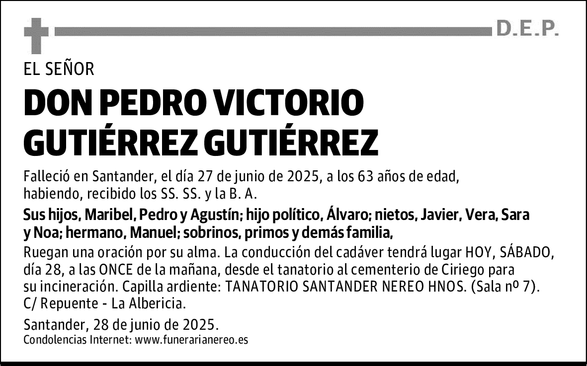 DON PEDRO VICTORIO GUTIÉRREZ GUTIÉRREZ