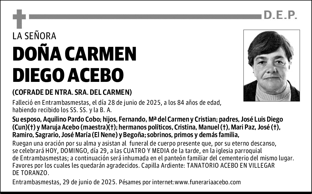DOÑA CARMEN DIEGO ACEBO