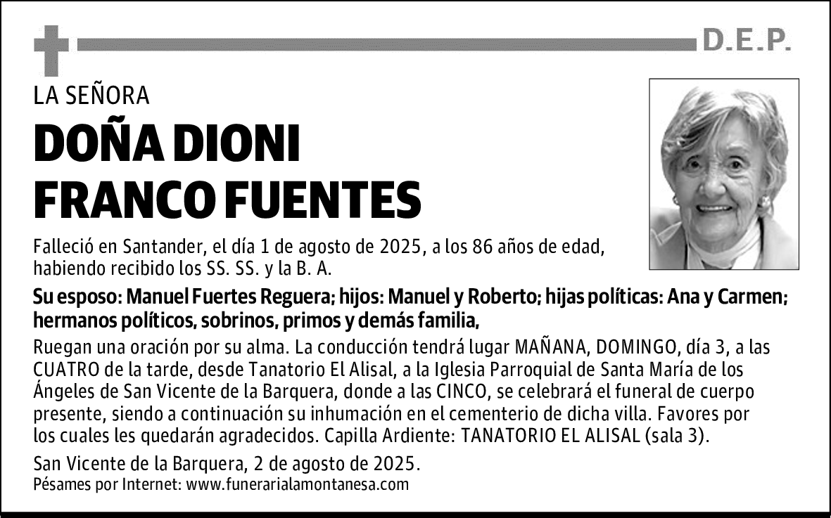 DOÑA DIONI FRANCO FUENTES