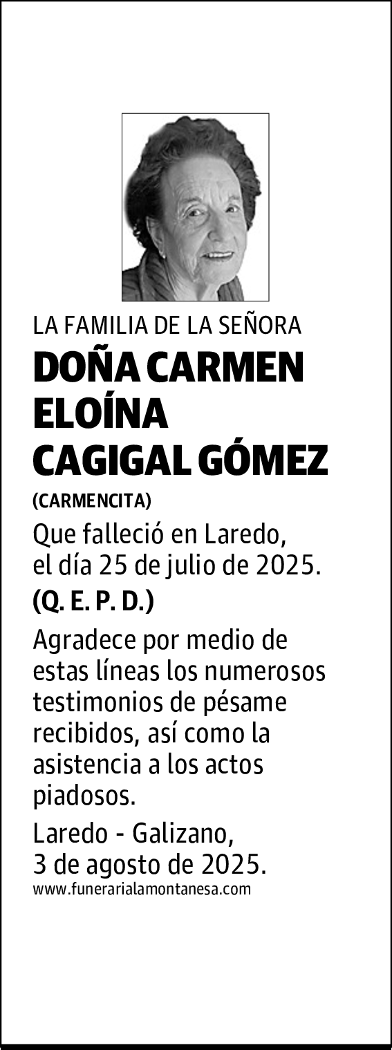 DOÑA CARMEN ELOÍNA CAGIGAL GÓMEZ