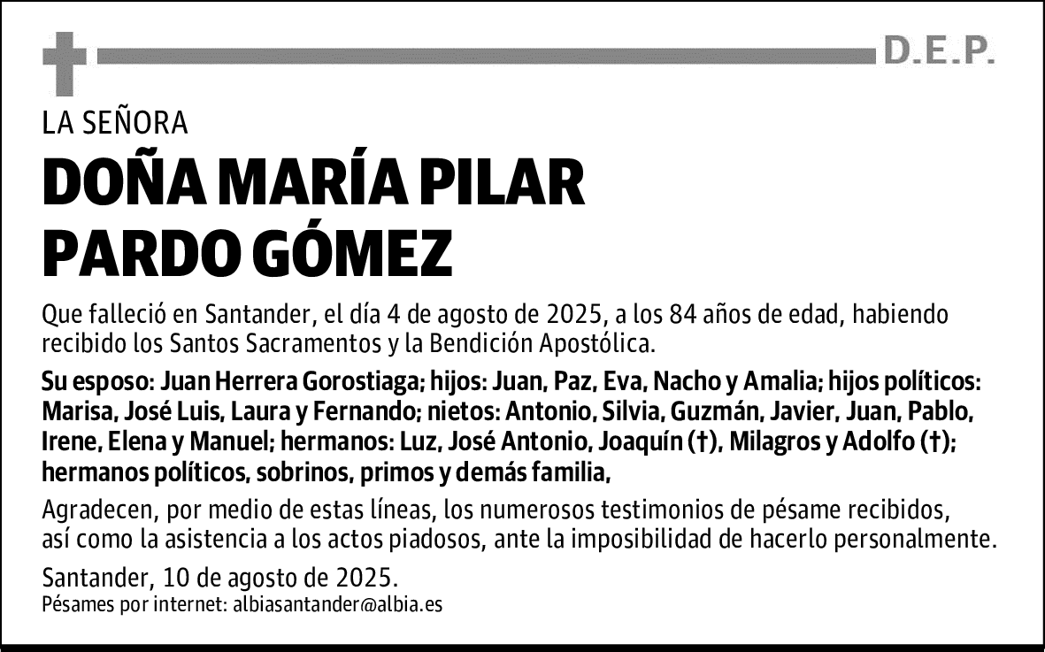 DOÑA MARÍA PILAR PARDO GÓMEZ