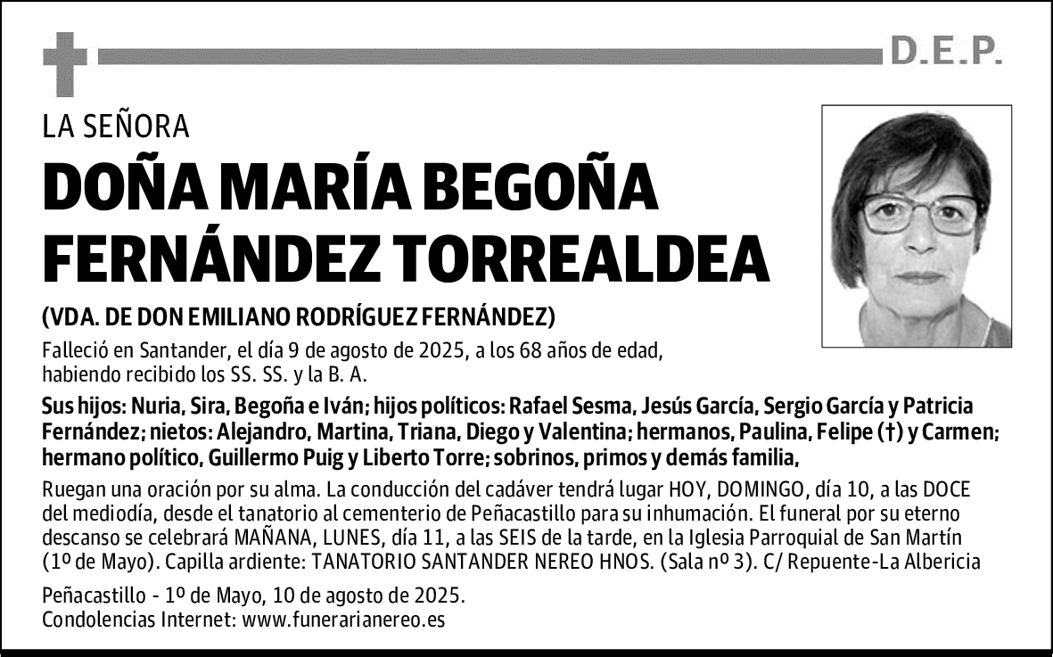 DOÑA MARÍA BEGOÑA FERNÁNDEZ TORREALDEA