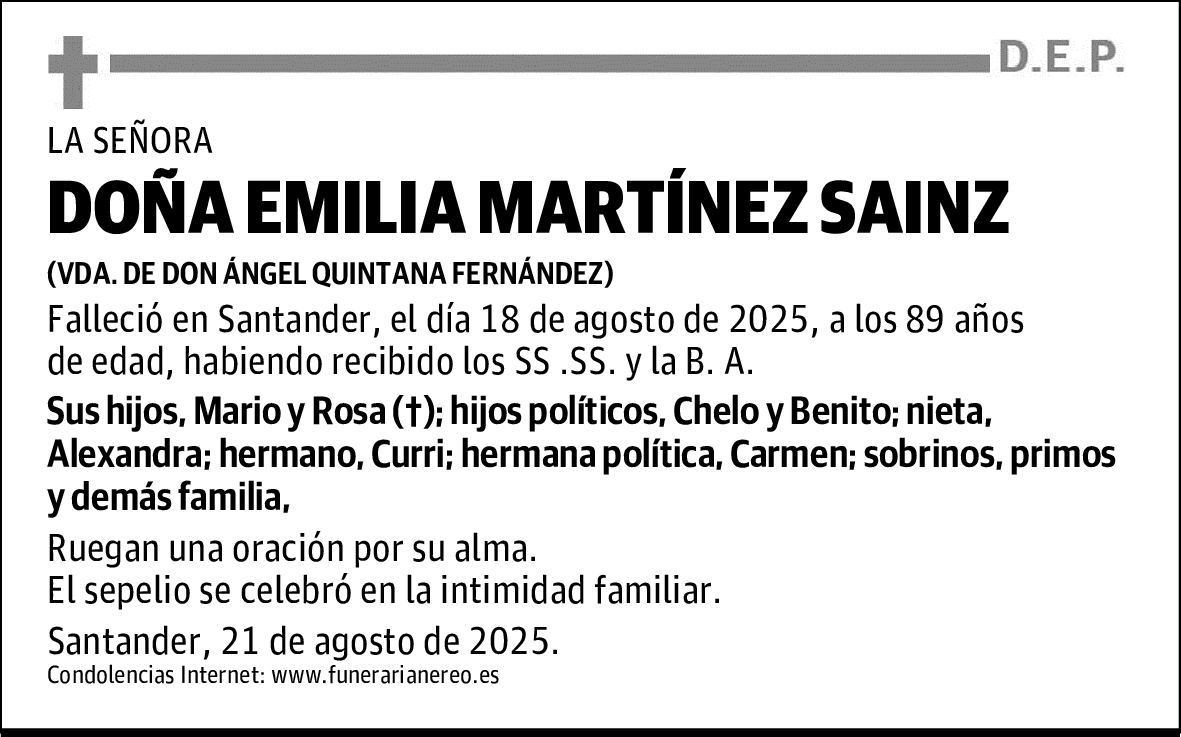 DOÑA EMILIA MARTÍNEZ SAINZ