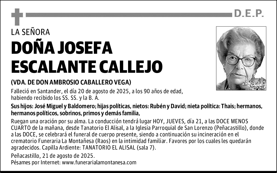 DOÑA JOSEFA ESCALANTE CALLEJO