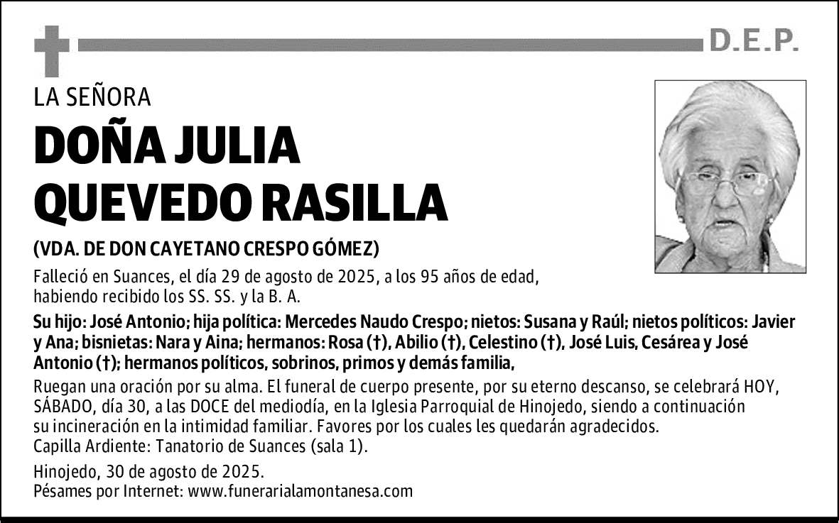 DOÑA JULIA QUEVEDO RASILLA