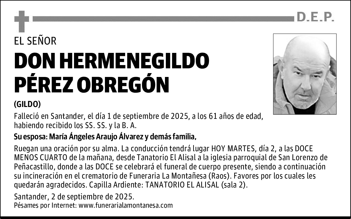 DON HERMENEGILDO PÉREZ OBREGÓN