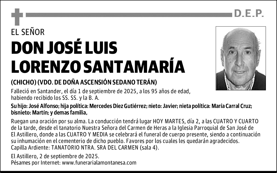 DON JOSÉ LUIS LORENZO SANTAMARÍA