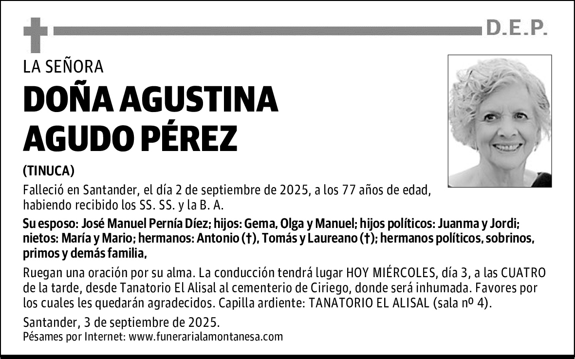 DOÑA AGUSTINA AGUDO PÉREZ