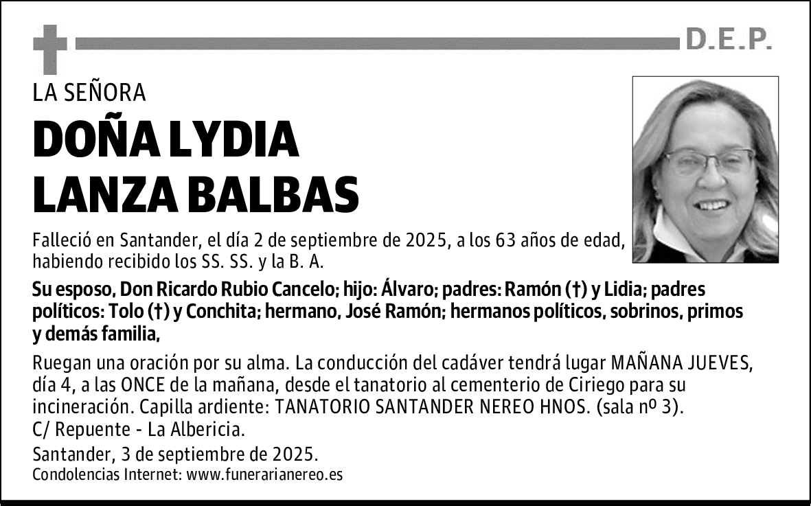 DOÑA LYDIA LANZA BALBAS