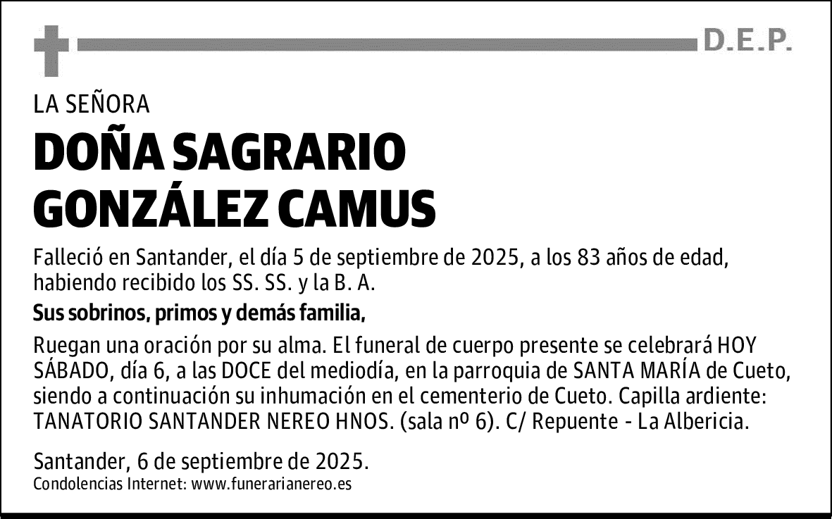 DOÑA SAGRARIO GONZÁLEZ CAMUS