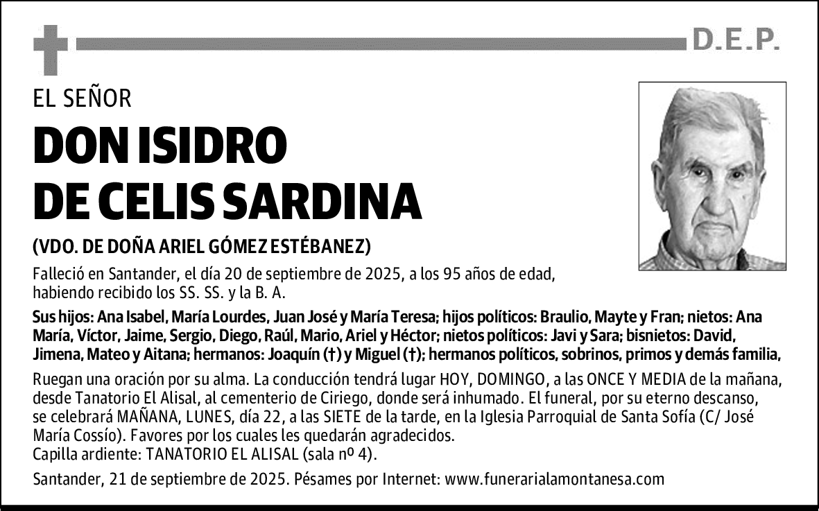 DON ISIDRO DE CELIS SARDINA