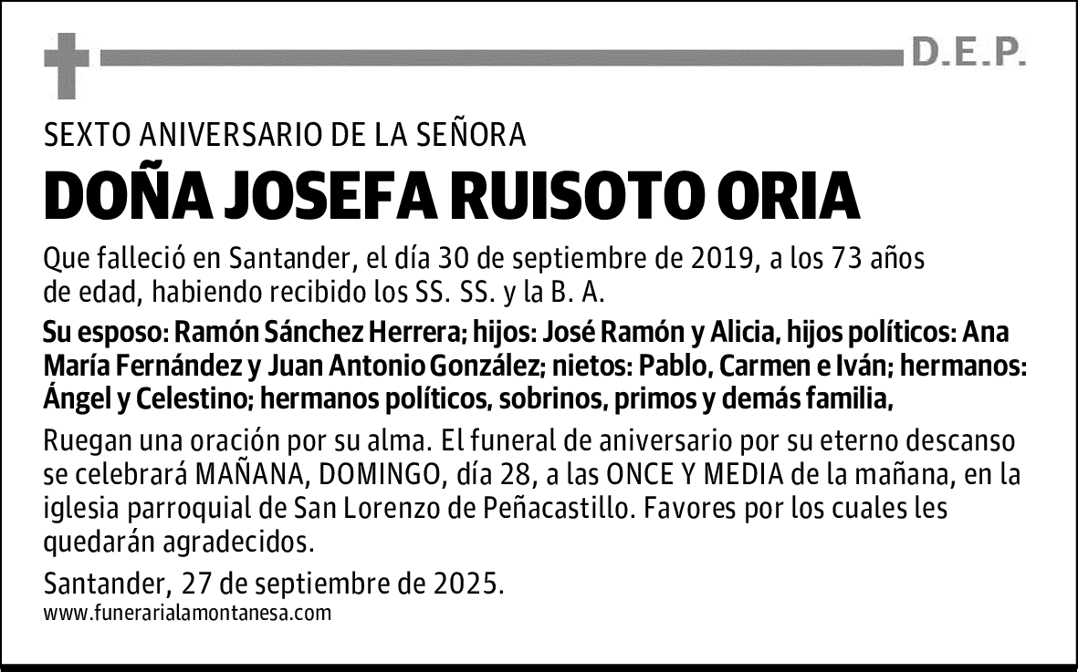DOÑA JOSEFA RUISOTO ORIA