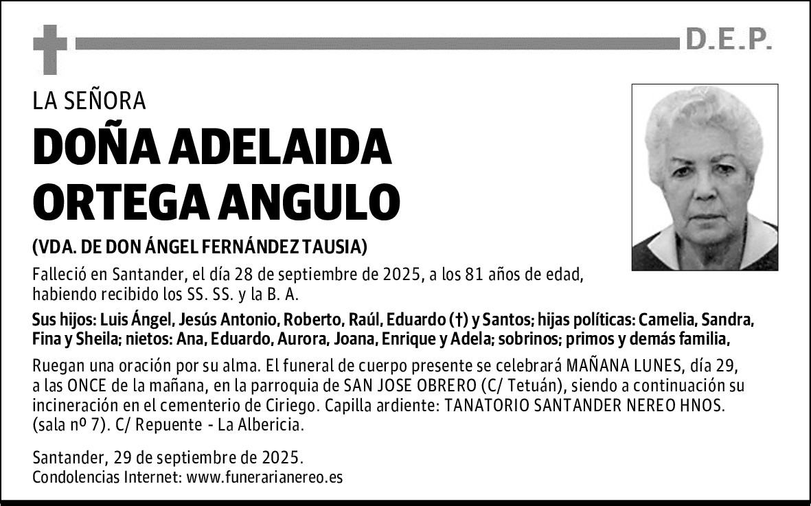 DOÑA ADELAIDA ORTEGA ANGULO
