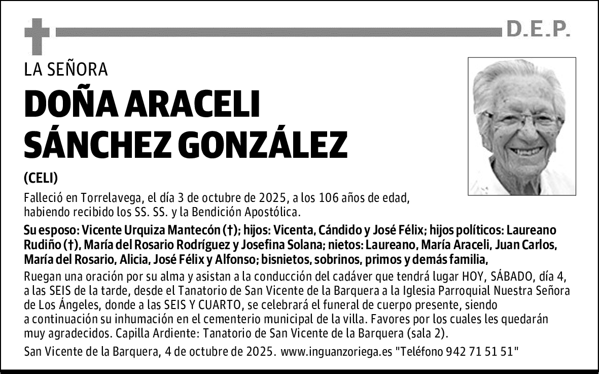 DOÑA ARACELI SÁNCHEZ GONZÁLEZ