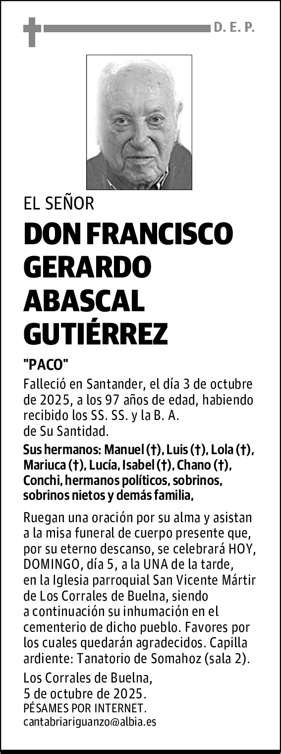 DON FRANCISCO GERARDO ABASCAL GUTIÉRREZ