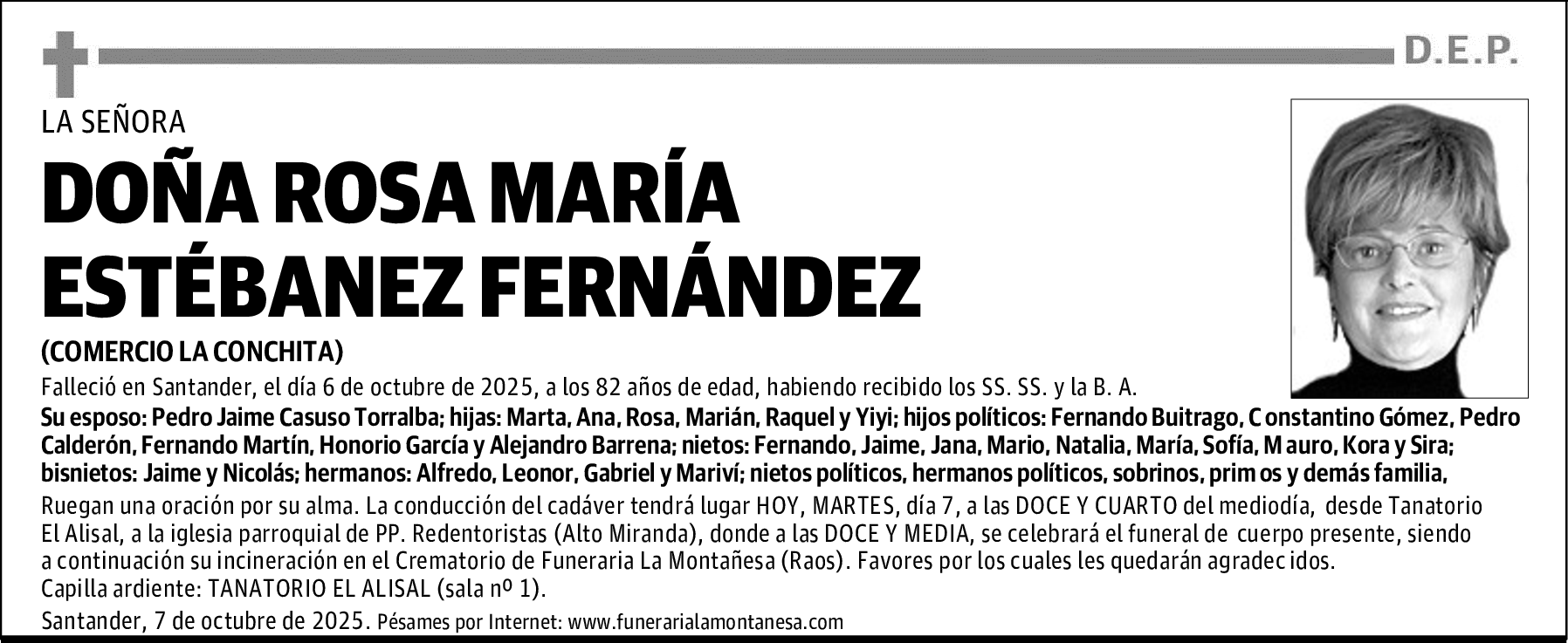 DOÑA ROSA MARÍA ESTÉBANEZ FERNÁNDEZ