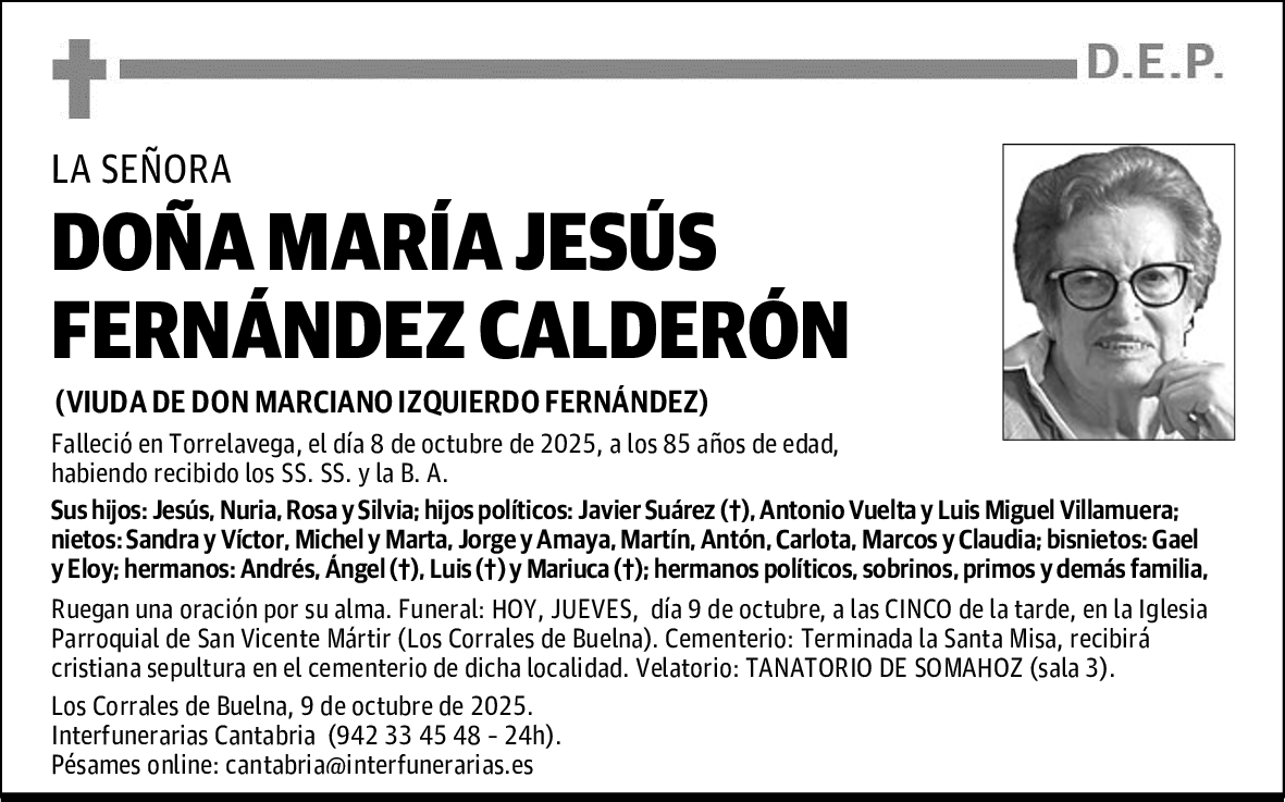 DOÑA MARÍA JESÚS FERNÁNDEZ CALDERÓN