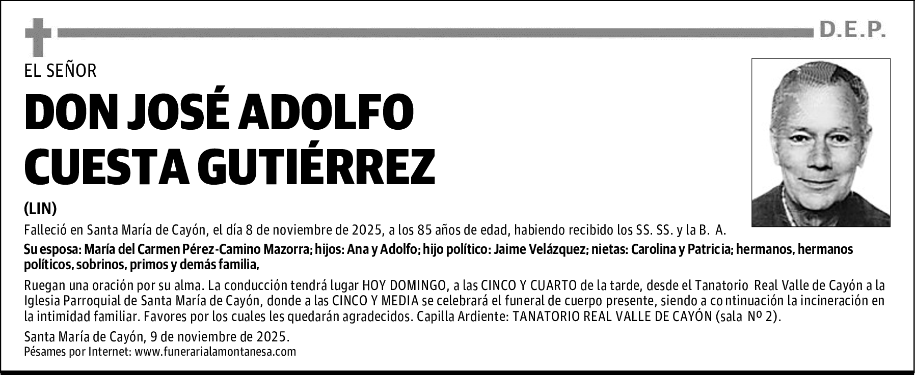 DON JOSÉ ADOLFO CUESTA GUTIÉRREZ