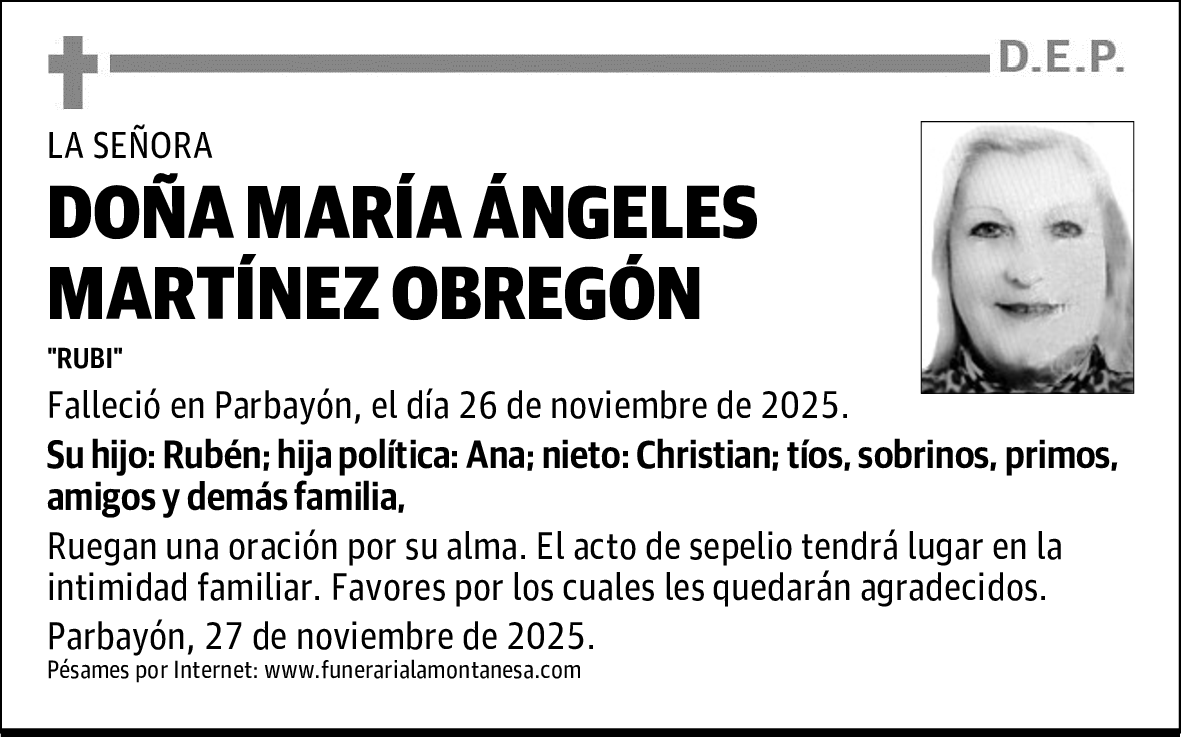 DOÑA MARÍA ÁNGELES MARTÍNEZ OBREGÓN