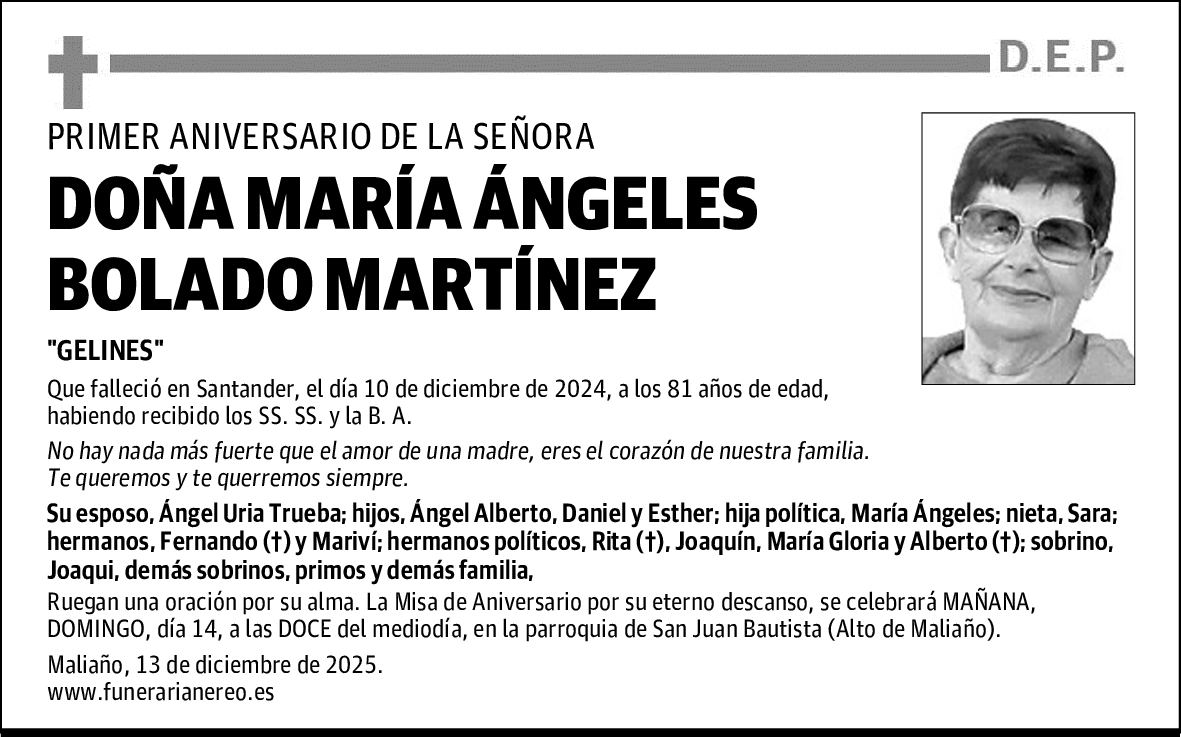 DOÑA MARÍA ÁNGELES BOLADO MARTÍNEZ